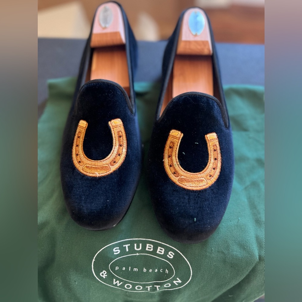 Men size 10 black velvet Price Albert loafers/slippers